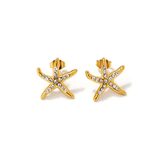 Rhinestone Starfish Earrings