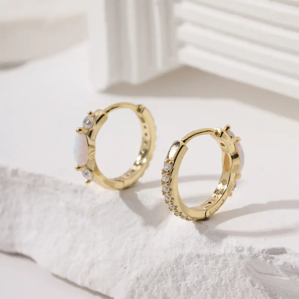 Opal Hoop Earrings