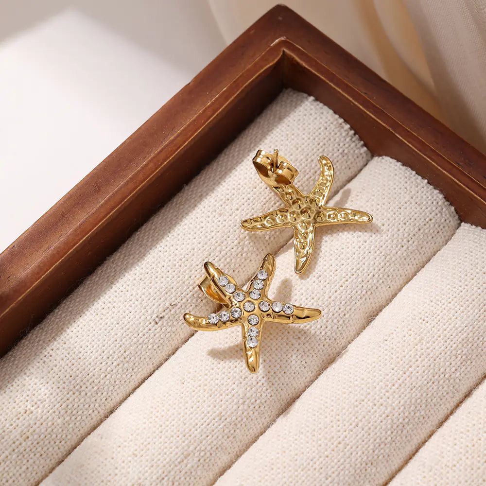 Rhinestone Starfish Earrings